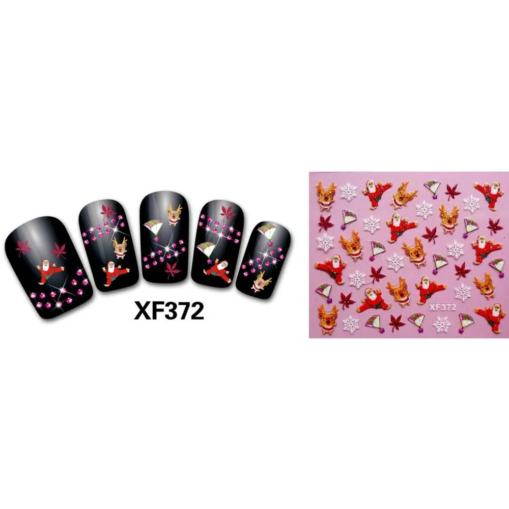 Sliders For Nail Art Decorations Women's Christmas 3d Nail Decals Water Transfer Stickers For Nails Finger Nagels Spulletjes#y2