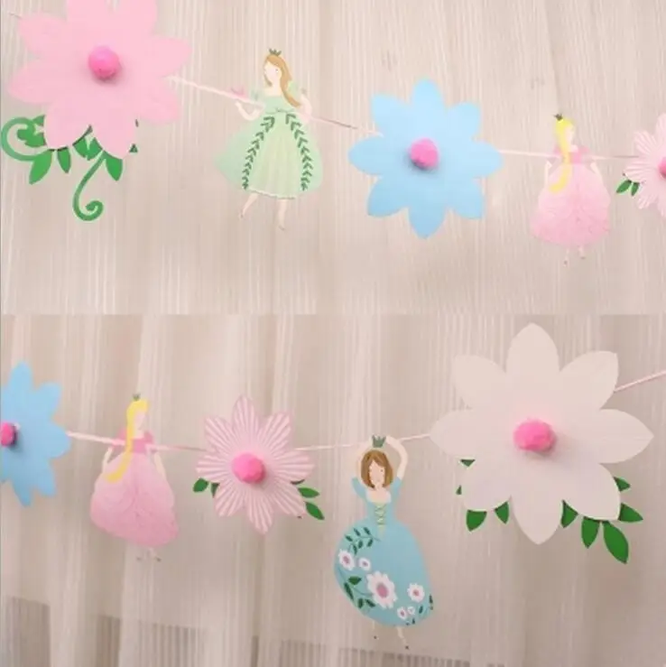 

Flower Fairy Bunting Banner Wedding Party Paper Garlands Decor Princess Girls Favorite Venue Room Decorations for Baby Shower