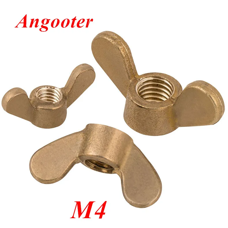 

10pcs M4 Brass Wing Nut Hand Tighten Nut Wingnut Butterfly Nut Ingot Two Claw Nuts