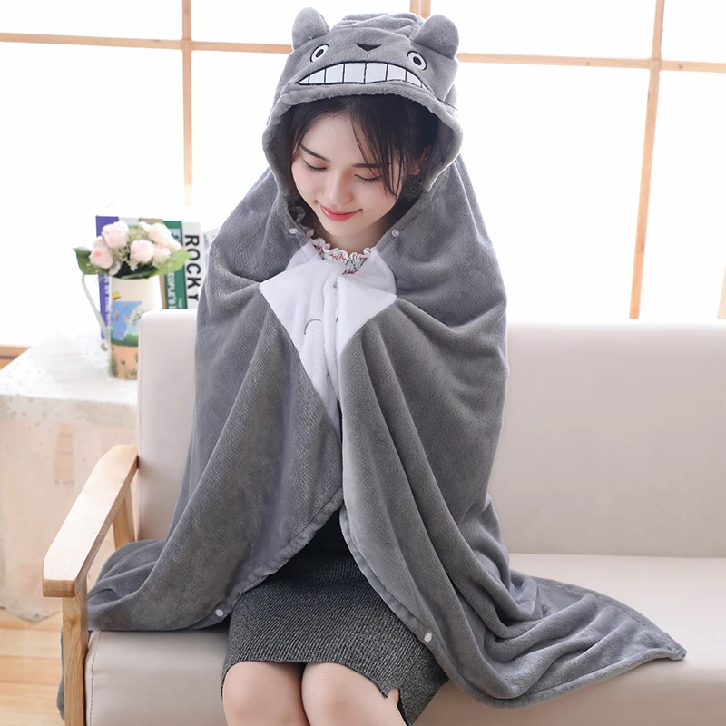 

BABIQU 1pc Cute 145/165cm Totoro Cloak Plush Toy Soft Home Lazy Nap Blanket handsome Animal Kawaii Children Funny Creative Gift