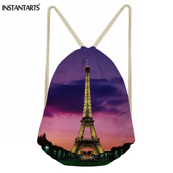 

INSTANTARTS Waterproof Sport Bag Gym Bag Softback Sports Backpacks Eiffel Tower Print Women Men Small Drawstring Bag Cinch Sack