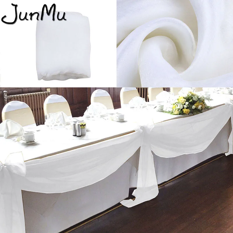 10 м x 1,4 М Топ «сделай сам», прозрачные салфетки из органзы, тканевые украшения для свадебной вечеринки - Цвет: white