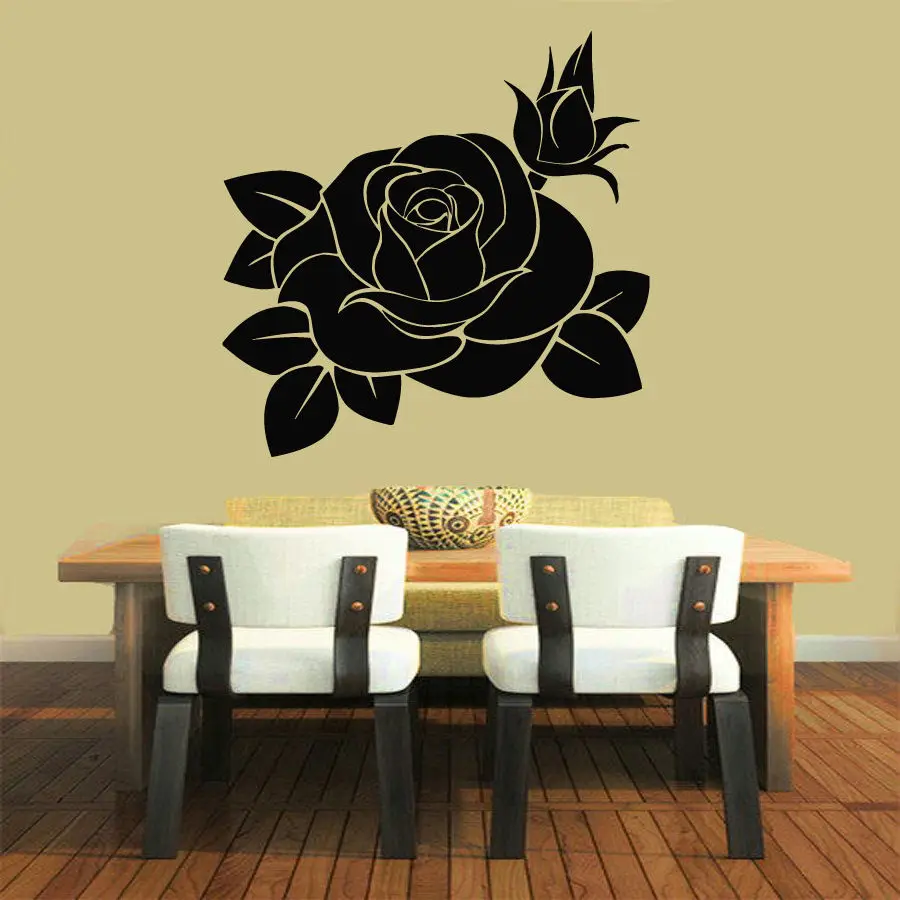 WALL VINYL STICKER DECALS ART MURAL DECOR ROSE FLOWER FLORAL DESIGNin