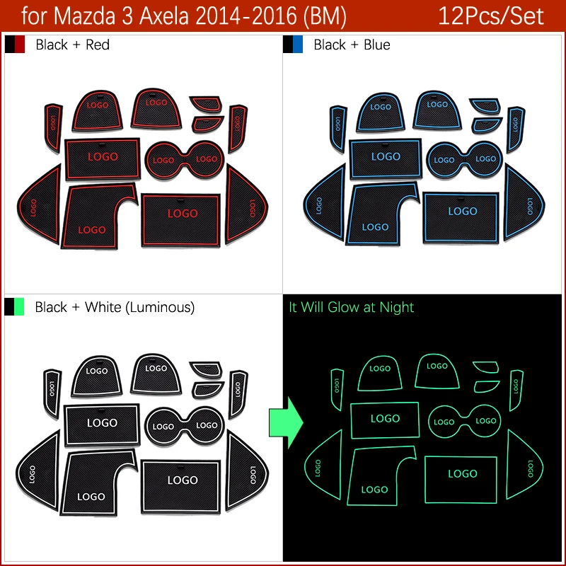Противоскользящие слот ворота коврик резиновая подложка для Mazda 3 Axela BM MK3 предварительно подтяжку лица аксессуары наклейки 12 шт./компл