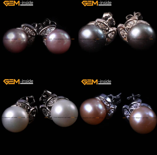 Pearl Earring: 9-10mm Cultured Pearl Cute Leaf Fra...