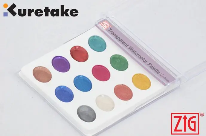 ZIG Kuretake CD Box Set Watercolor Paint Set Pearlescent 12 Colors Japan Solid Pearl Watercolor Paints