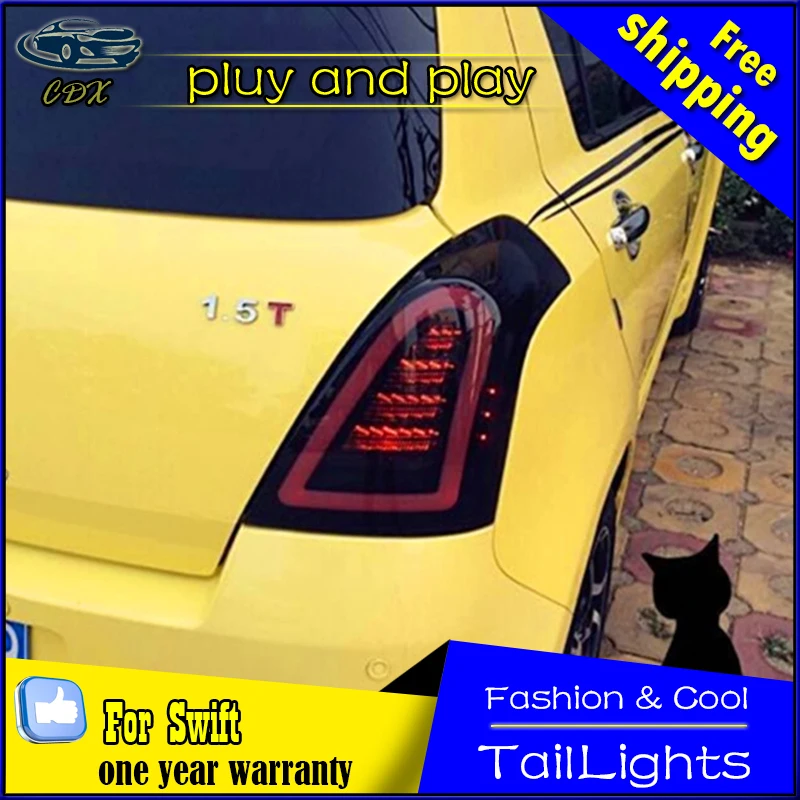 Car Styling LED Tail Lamp for Suzuki Swift Tail Lights 2005-2014 Swift Rear Light DRL+Turn Signal+Brake+Reverse auto Accessories