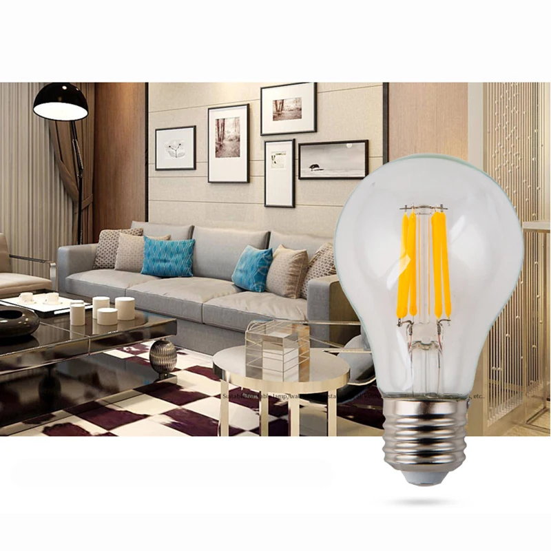 Ретро Led накаливания свет лампы e27 2 Вт 4 6 8 85 265 В A60 Clear стекло оболочки старинные