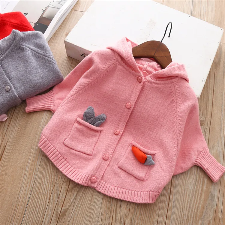  Fanfiluca Girls Sweater Hooded Batwing Sleeve Cardigan Cartoon Cute 2018 Autumn Winter Toddler Girls Cardigan New Year Costume 3