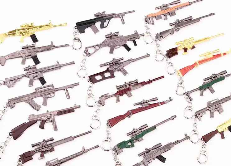 

Game CS GO PLAYERUNKNOWNS BATTLEGROUNDS PUBG AKW AWM MK14 Gun Model Key Buckle Model Cosplay KeyChain Accessories Toy Figure