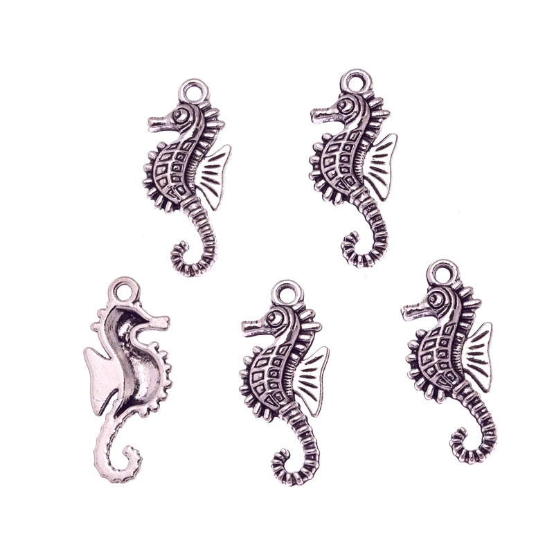 Tibetan silver plated nice sea horse charm pendants 10pcs EF3549