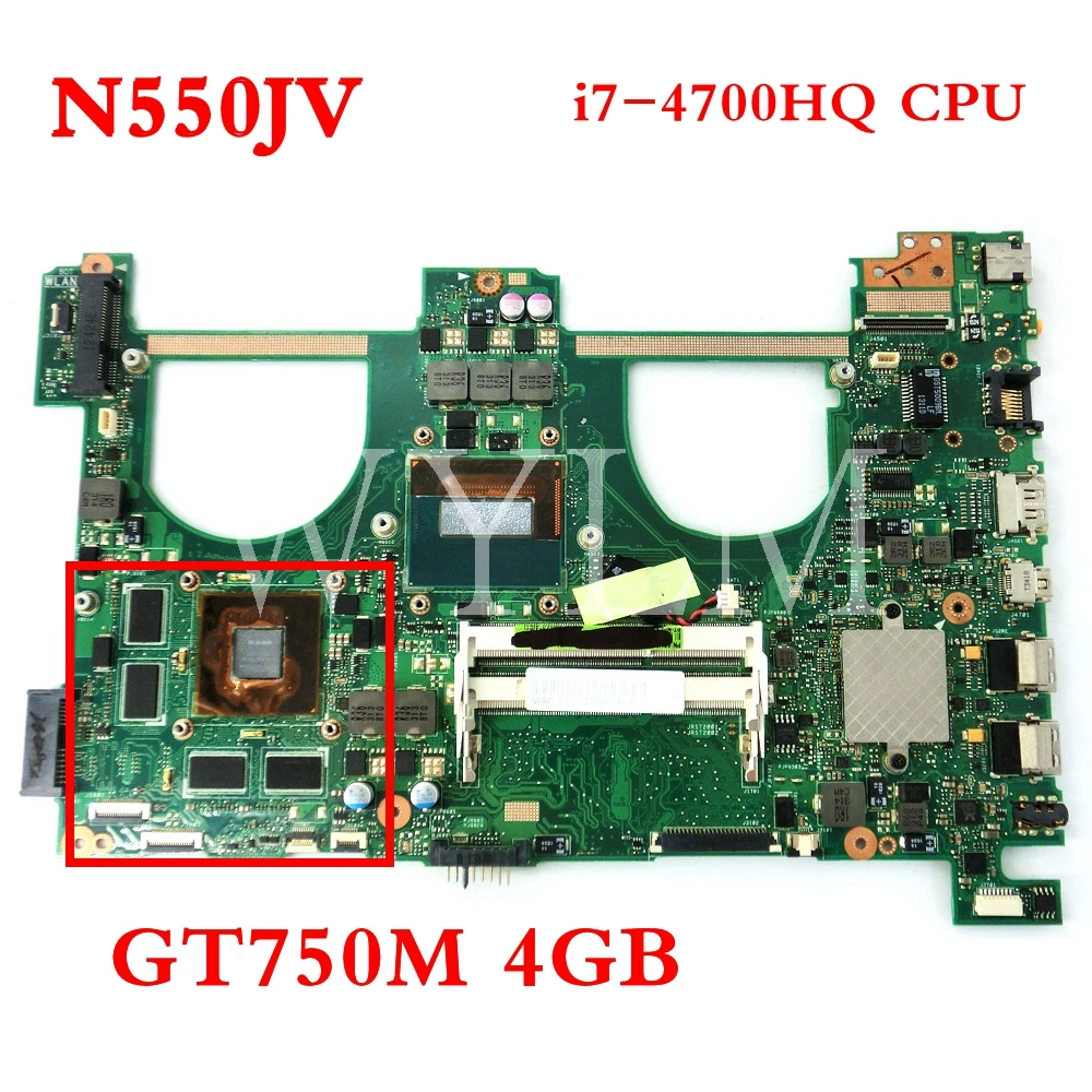 N550JV GT750M 4 GB i7-4700HQ SR15E placa base REV 2,0 para ASUS Q550JV N550J N550JV placa base de computadora portátil 60NB00K0-MB9110 100% probado N550JV GT750M 4 GB i7-4700HQ SR15E placa base REV 2,0 para ASUS Q550JV N550J N550JV placa base de computadora portátil 60NB00K0-MB9110 100% probado