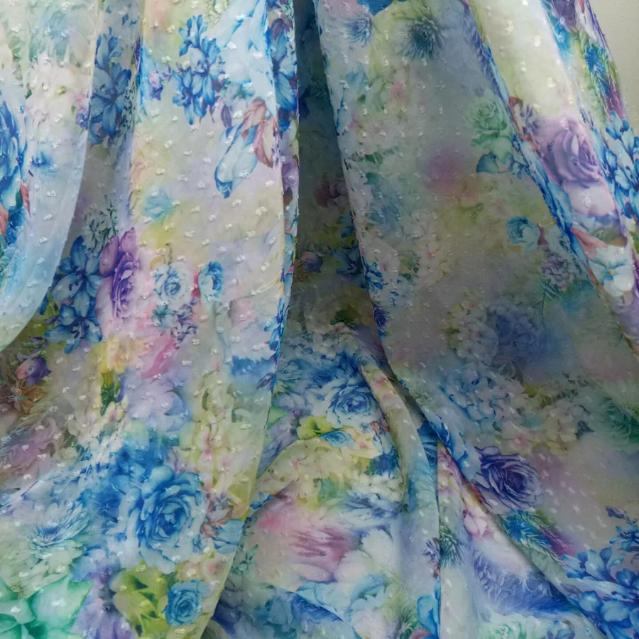 Швейцарская точка шифоновая Роза шифон с рисунком мягкий дышащий косплей платье своими руками ткань для блузок