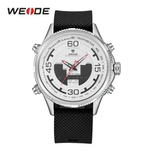 WEIDE Military Men Sports Analog Digital Display Back Light Date Week Quartz Stopwatch Stainless Steel Band Strap Wristwatches