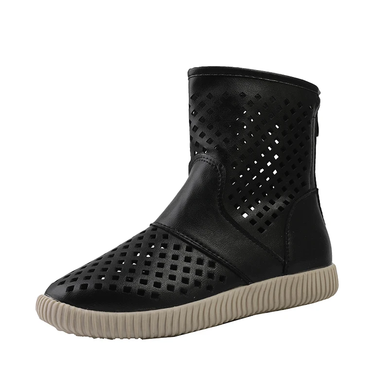 

Sandals woman boots 2019 spring summer new hollow net red high-top boots flat casual bottom non-slip breathable woman shoes