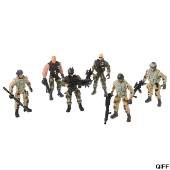 

Drop Ship&Wholesale 6Pcs/Set Action Figure Army Soldiers Toy with Weapon Military Figures Child Toy May06