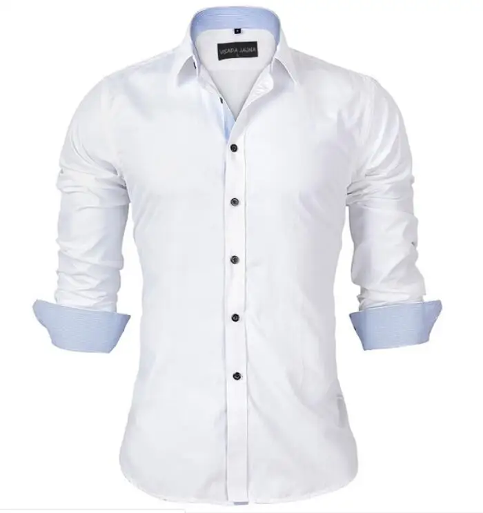 VISADA JAUNA, европейский размер, весна, мужские рубашки с длинным рукавом, деловые, повседневные, сшитые, одноцветные, Новое поступление, платье, высокое качество, N917