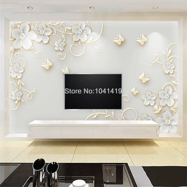 Пользовательские фрески обои 3D тисненые бабочки Европейский цветочный узор фото обои для гостиной ТВ диван фон обои