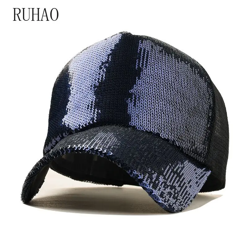 

MAERSHEI Glitter Ponytail Baseball Cap Messy Bun Dad Hats For Women Sequins Shine Summer Mesh Trucker Hat Snapback Hip Hop Caps