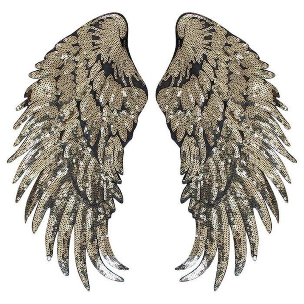 

Fashion Sequin Feather Wing Fabric Applique Sew Clothes Patch DIY Embroidery for Jacket Backpack T-Shirt Pullover Coat