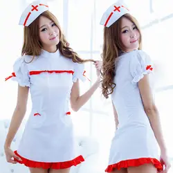 Wosofan сексуальная женщина платье небольшой медсестра ролевой игры страсть чтобы побудить пижамы Лук Декоративные кружева небольшой платье