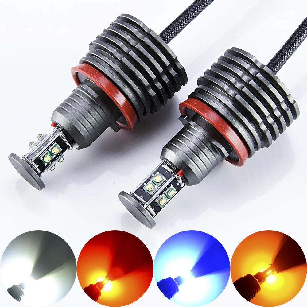 

hippcron H8 Angel Eyes E92 LED Marker for CREE LED Chips White Red Blue Yellow 2*40W 80W for BMW E90 X5 E71 X6 E82 M3 E60 E70