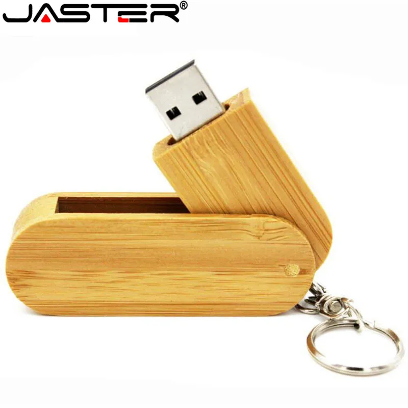 JASTER деревянный вращающийся USB флеш-накопитель Флешка 4G 16GB 32GB 64GB карта памяти U диск с металлическим брелком логотип индивидуальные подарки