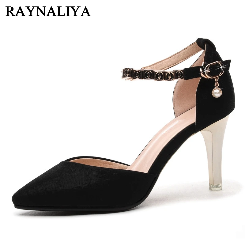 

2018 Summer Style Sexy Woman Kid Suede Leather Sandals High Heeled Fashion Bling Pointed Wedding Thin Heels Sandals YG-A0102