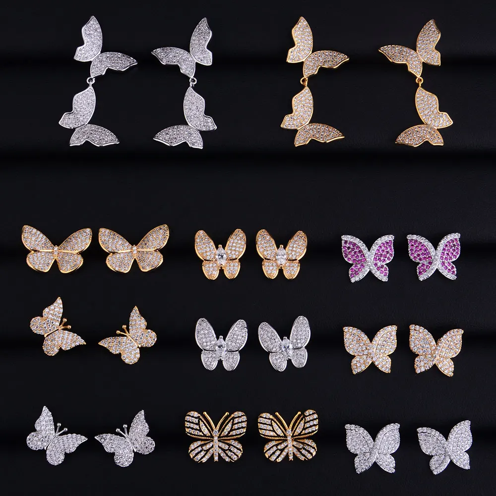 Женские свадебные серьги GODKI Butterfly с микро кубическим цирконием ювелирные