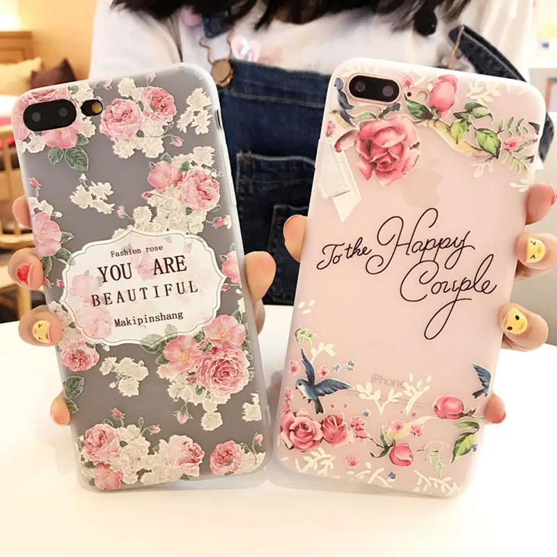 Flower Silicon Soft Case For iPhone 7 8 Plus XS Max XR Rose Floral Cases X 6 6S TPU Cover |