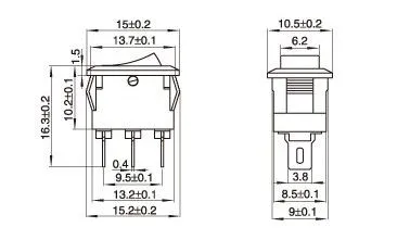 Шт. 10 шт. кнопочный переключатель мм 10x15 мм SPST 2Pin 3A 250 В в KCD11 Кнопка ВКЛ/ВЫКЛ Лодка кулисный переключатель 10 мм* мм 15 мм черный, красный и белый