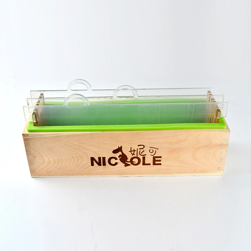 Прямоугольная силиконовая форма для мыла с деревянной коробкой и прозрачная Вертикальная акриловая доска для пресс-форма хлебца ручной работы