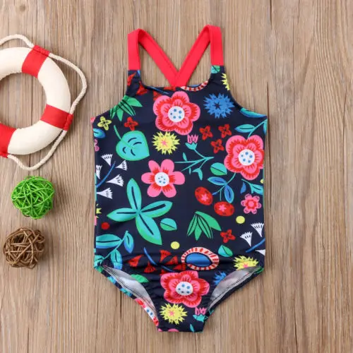 Купальник с цветочным принтом для маленьких девочек плавательный костюм без