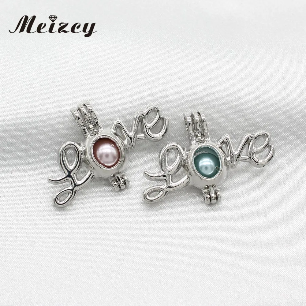 

10pcs Silver Plated Love Pearl Cage Diffuser Cage Lockets Pendant Fragrance Essential Oil Necklace Jewelry Charms