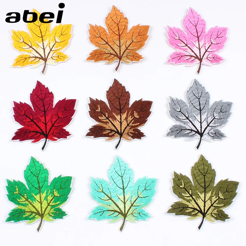 

10pcs/lot Iron On Embroidery Leaf Stickers Sewing Garments Maple Patch DIY Handmade Patchwork Jeans bags Shoes Hats Appliques