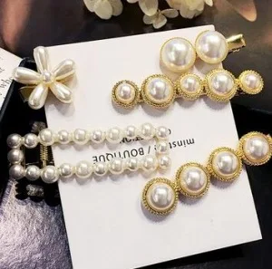 

Joker Elegant Temperament Alloy Flower Clip Creative Sweet Imitation Pearl Hairpin Romantic Girl Side Clip Bridal Headdress