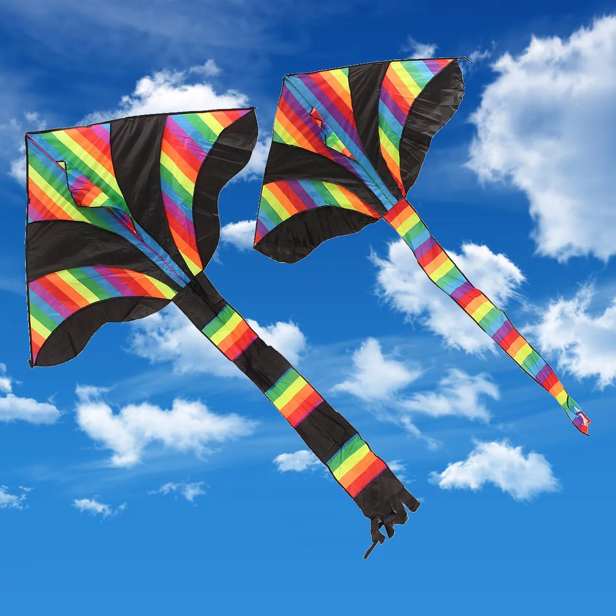 2 Sizes Colorful Flying Triangle Kite Long Tail Nylon Outdoor Toys