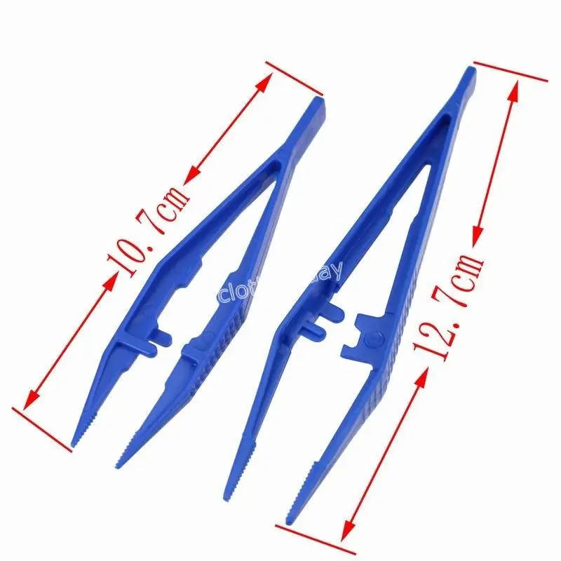 Gdstime 50 Pcs Big Blue Plastic Tweezer 12.7cm 5 inches 127mm Tool Pick Thing School Medical