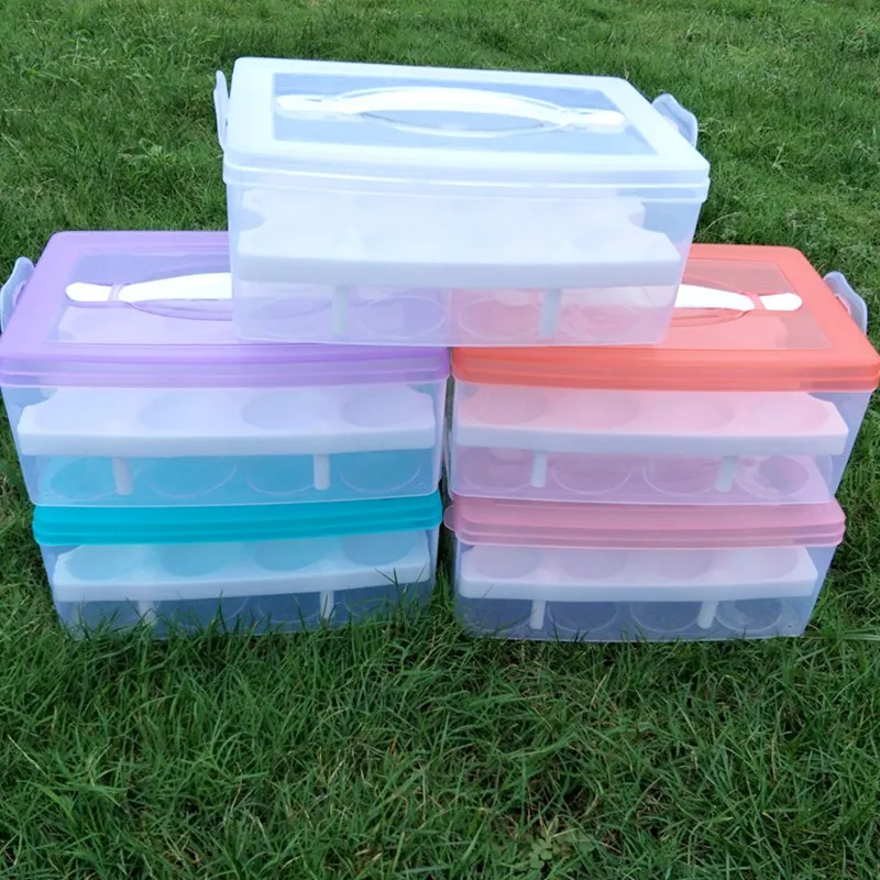 

24 Eggs Box Rack Storage Boxes Organizer Convenient Food Container Double Layer Multifunctional Durable Crisper Kitchen Products