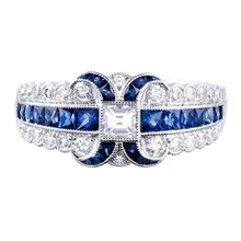 Модные синие белые Квадратные Кольца с кристаллами циркония для женщин свадебное кольцо ювелирные изделия Anillos аксессуары для венчания Z3Q827