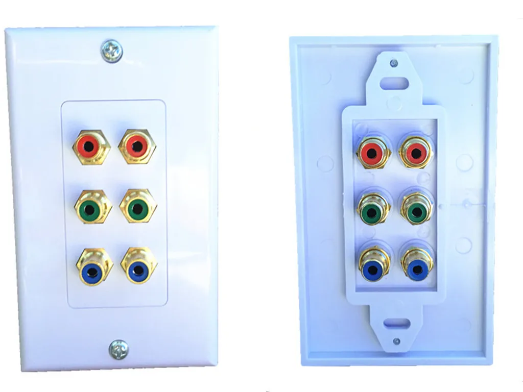 6RCA AV Wall Plate Composite Video Audio Adapter Jack Outlet Panel HDTV