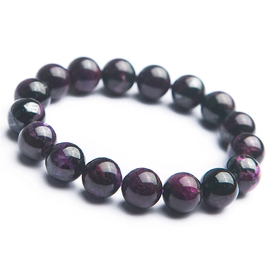 South African Genuine Natural  Sugilite Stone Round Bead Women Fashion Finish Bracelet 12.5mm