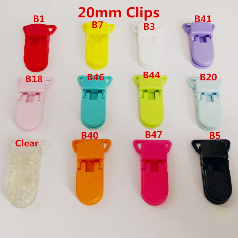 

2017 10pcs 12 Colors For Options Plastic Clip Plastic Pacifier Clip Transparent Soother Clip For Baby Random Colors 20mm