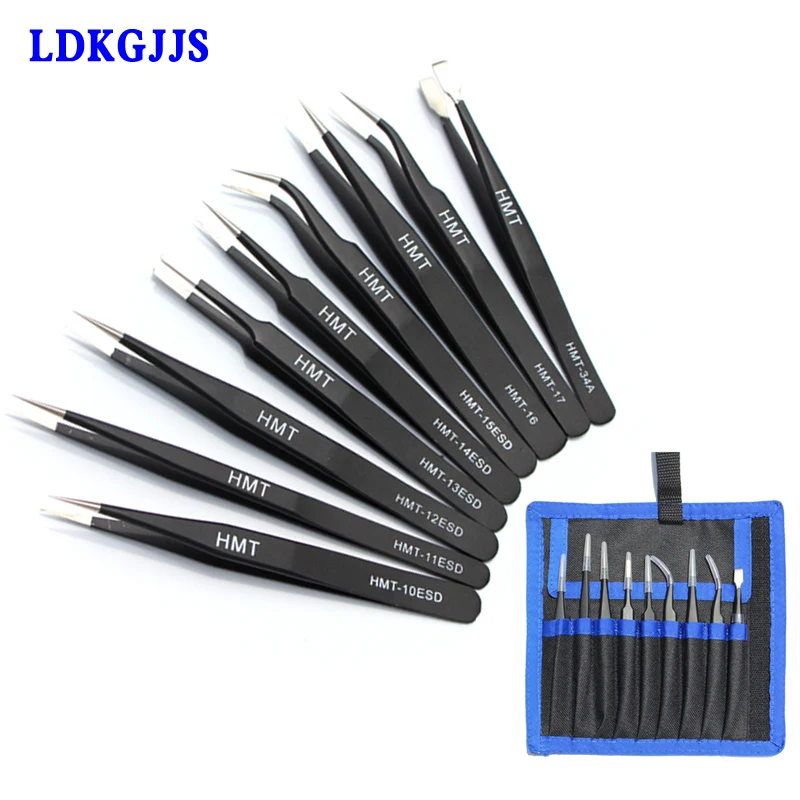 Precision ESD Anti-Static 7 pcs Stainless Steel Tweezers Electronics Repairing