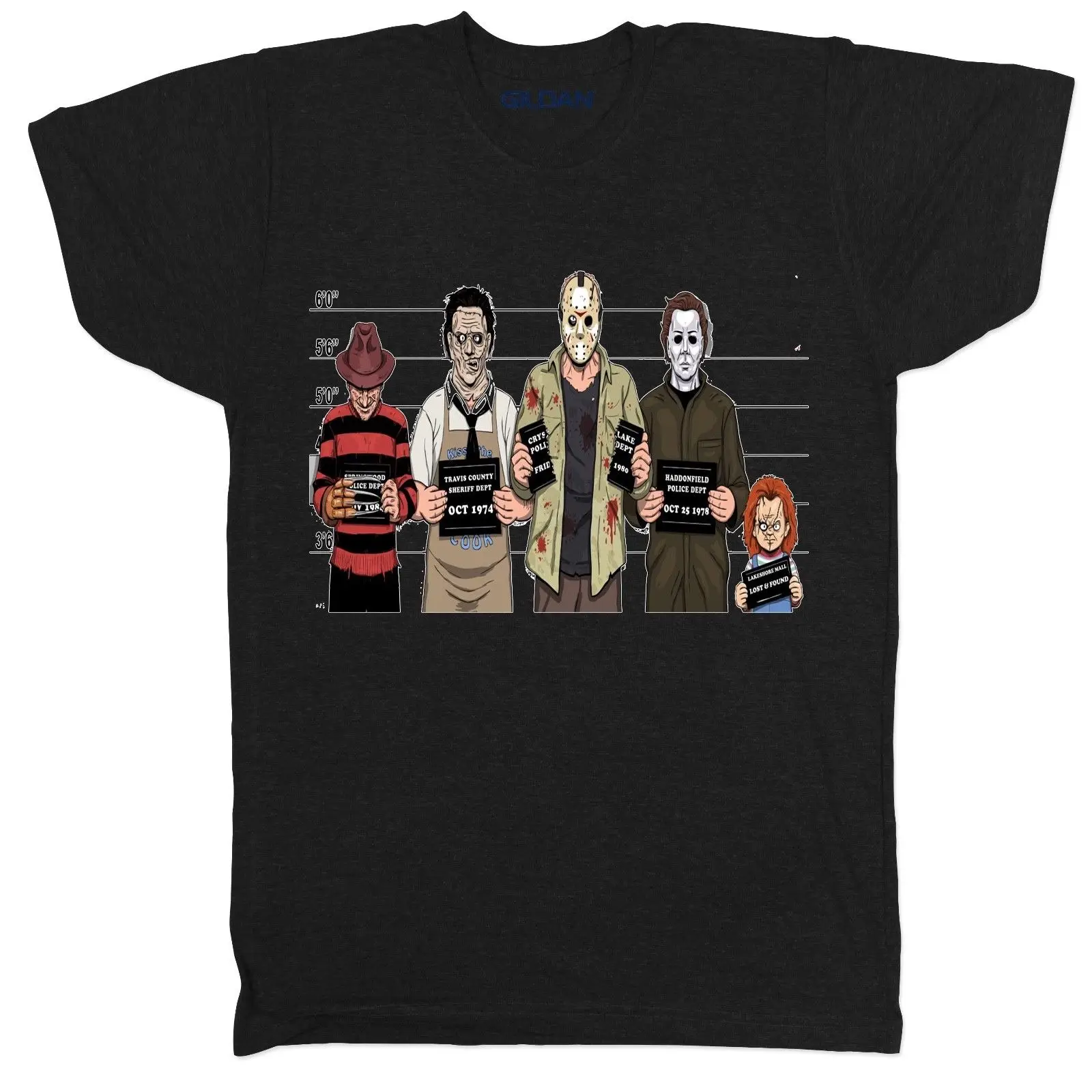 

USUAL SUSPECTS HORROR MOVIE FILM LEATHERFACE HALLOWEEN MYERS CARTOON 1 T SHIRTCool Casual pride t shirt men Unisex