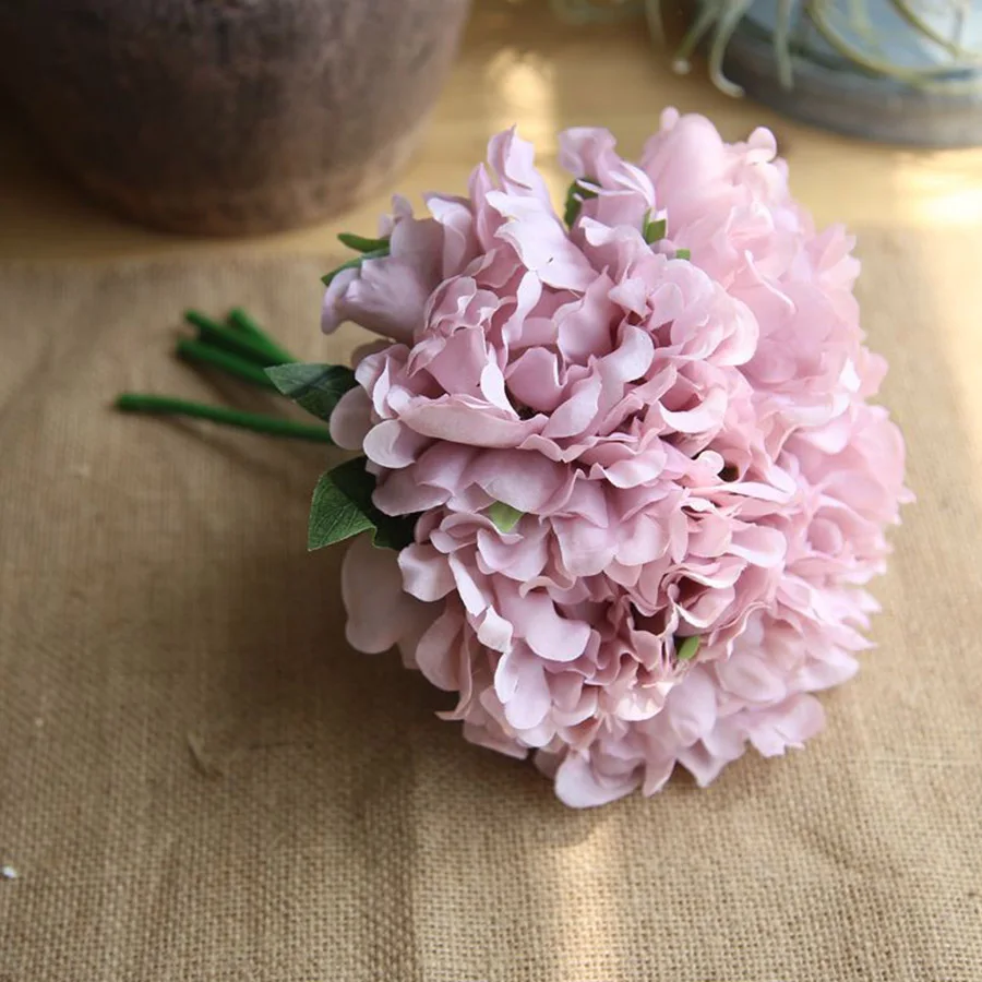 5 шт. большая голова Искусственные цветы Пион милый Шелковый букет невесты поддельные цветы для дома свадьба DIY украшен - Цвет: purple
