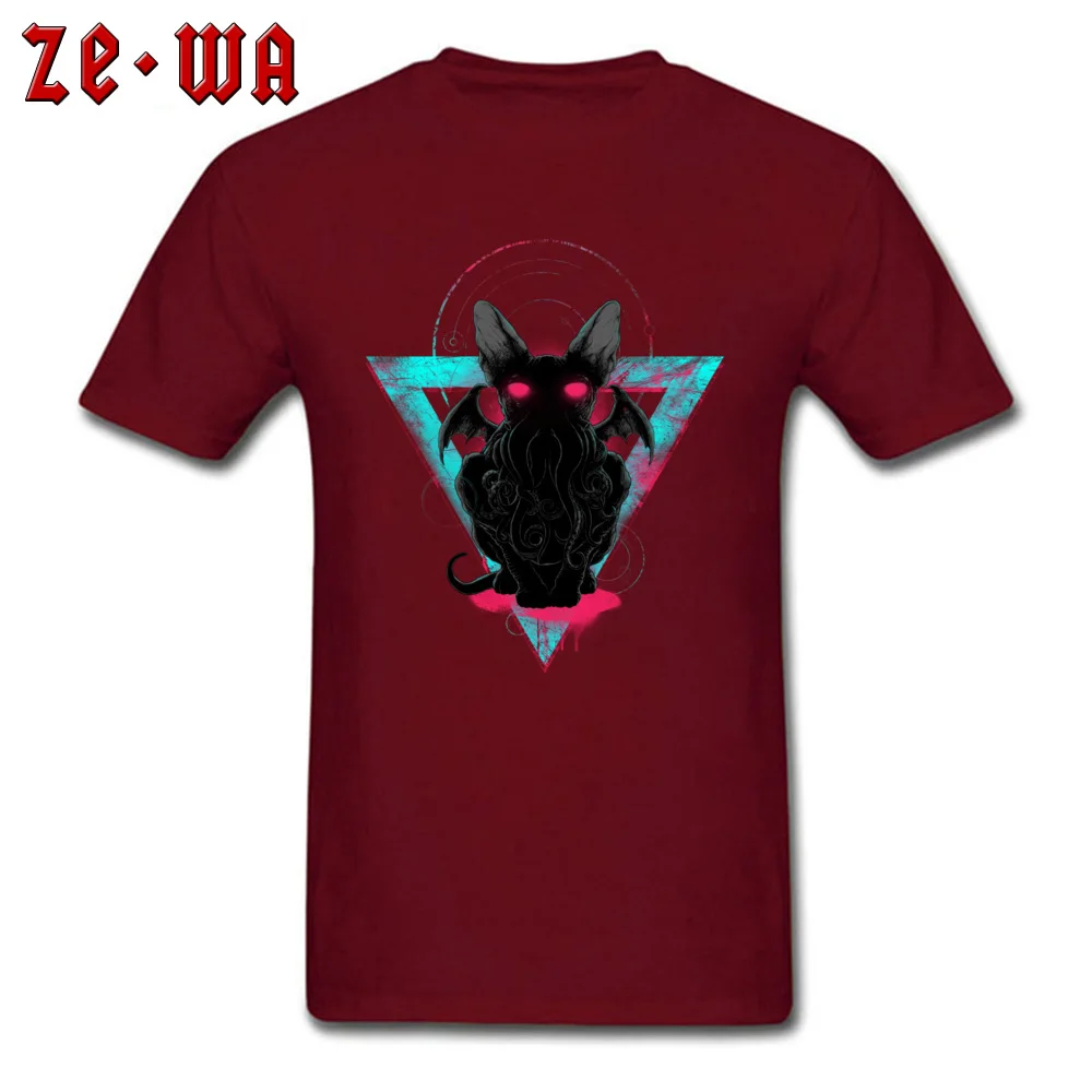 Cathulhu II 100% Cotton Fabric Mens Short Sleeve Tees Printed Mother Day T Shirt Casual Tops Tees 2018 Hot Sale O-Neck Cathulhu II maroon