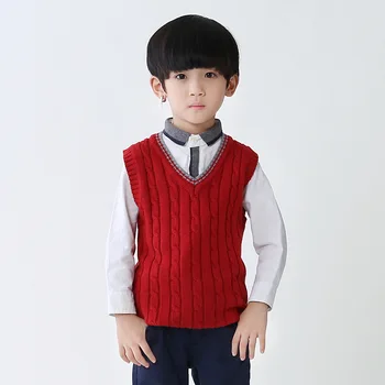 

Children vests 2017 spring & autumn kids knitted sweaters woven vest pullover o-neck tops for boys girls 4-14 year waistcoats