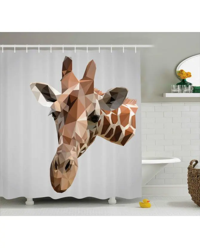 Animal Shower Curtain African Safari Wildlife Print For Bathroom