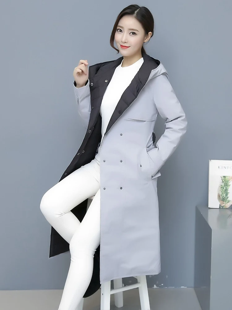 KMETRAM женская зимняя куртка, 90% утиный пух, Женская куртка с капюшоном, Корейская парка, двухсторонняя одежда, пальто, Manteau Femme Hiver MY478